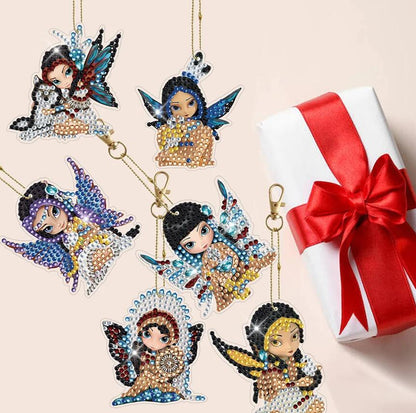 6 pcs DIY Diamond Painting Keychain  | Angel