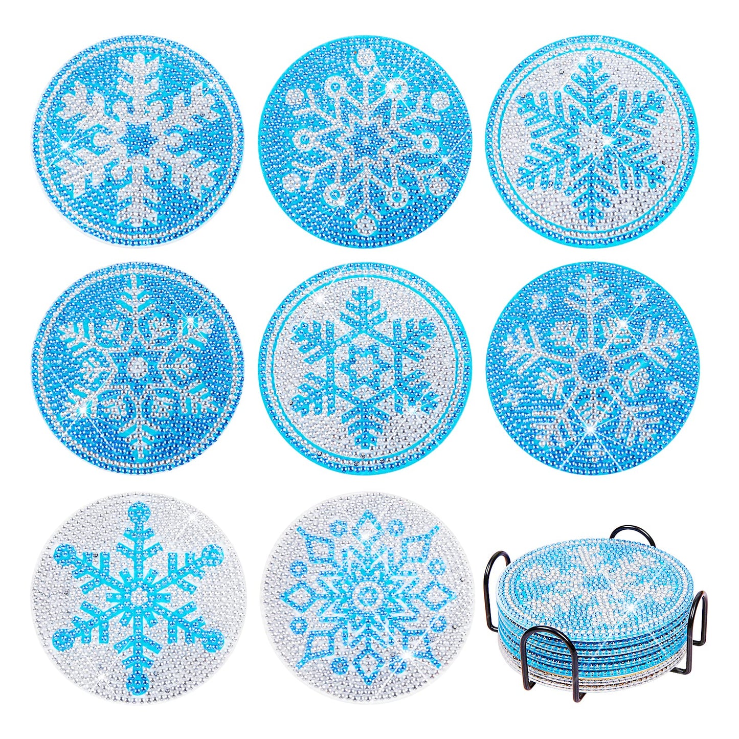 8 pcs set DIY Special Shaped Diamond Painting Coaster  |  ice and snow （no holder）