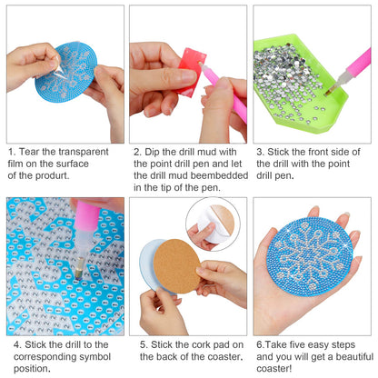 8 pcs set DIY Special Shaped Diamond Painting Coaster  |  ice and snow （no holder）