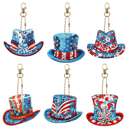 6pcs DIY Diamond Painting Keychains  | hat