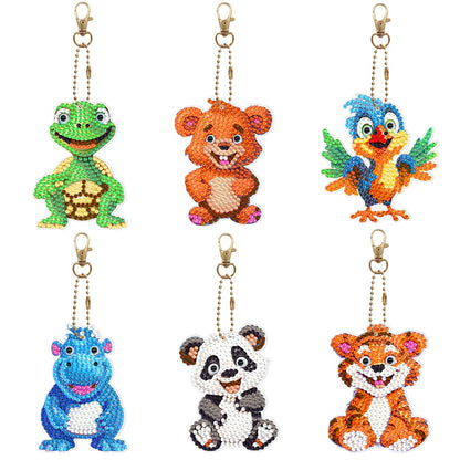 6pcs DIY Diamond Painting Keychains  |  Small animals （Single Side）