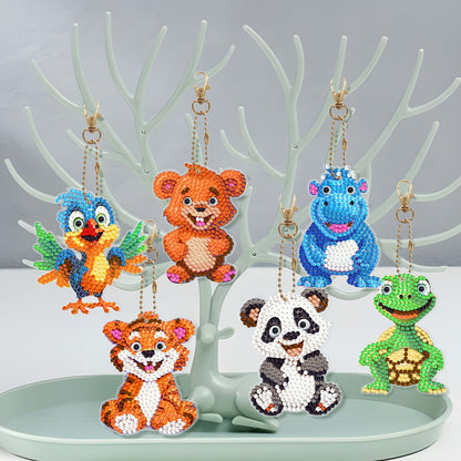 6pcs DIY Diamond Painting Keychains  |  Small animals （Single Side）