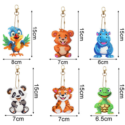 6pcs DIY Diamond Painting Keychains  |  Small animals （Single Side）