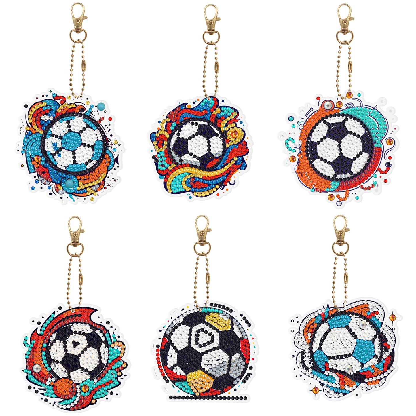 6pcs DIY Diamond Painting Keychains  | football