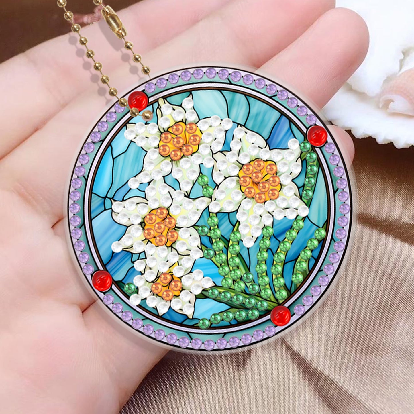 6pcs DIY Diamond Painting Keychains  | flower