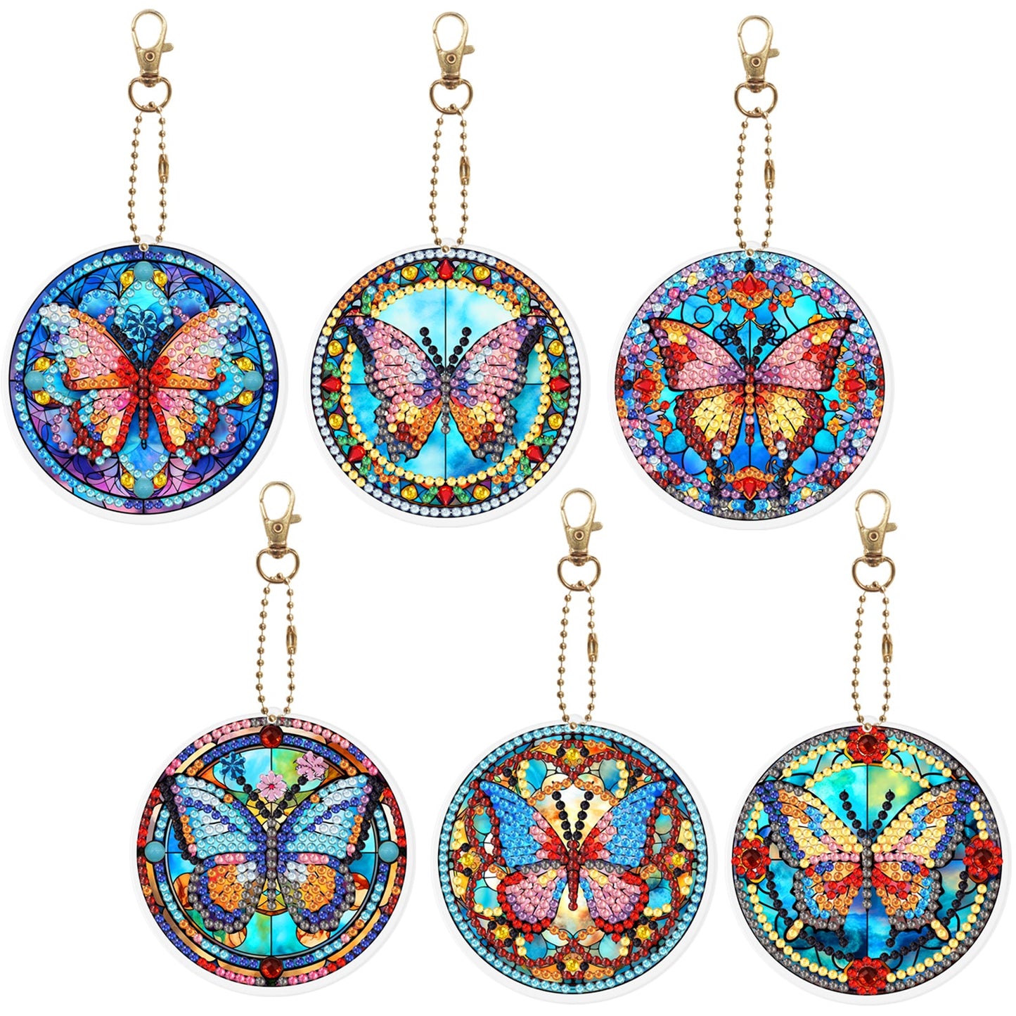 6pcs DIY Diamond Painting Keychains  | Butterfly