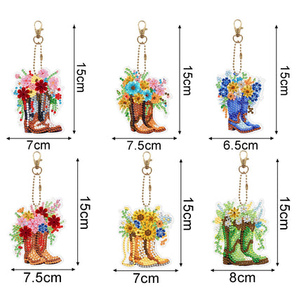 6pcs DIY Diamond Painting Keychains  | flower boots