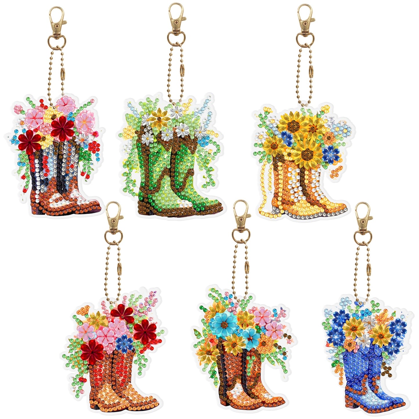 6pcs DIY Diamond Painting Keychains  | flower boots