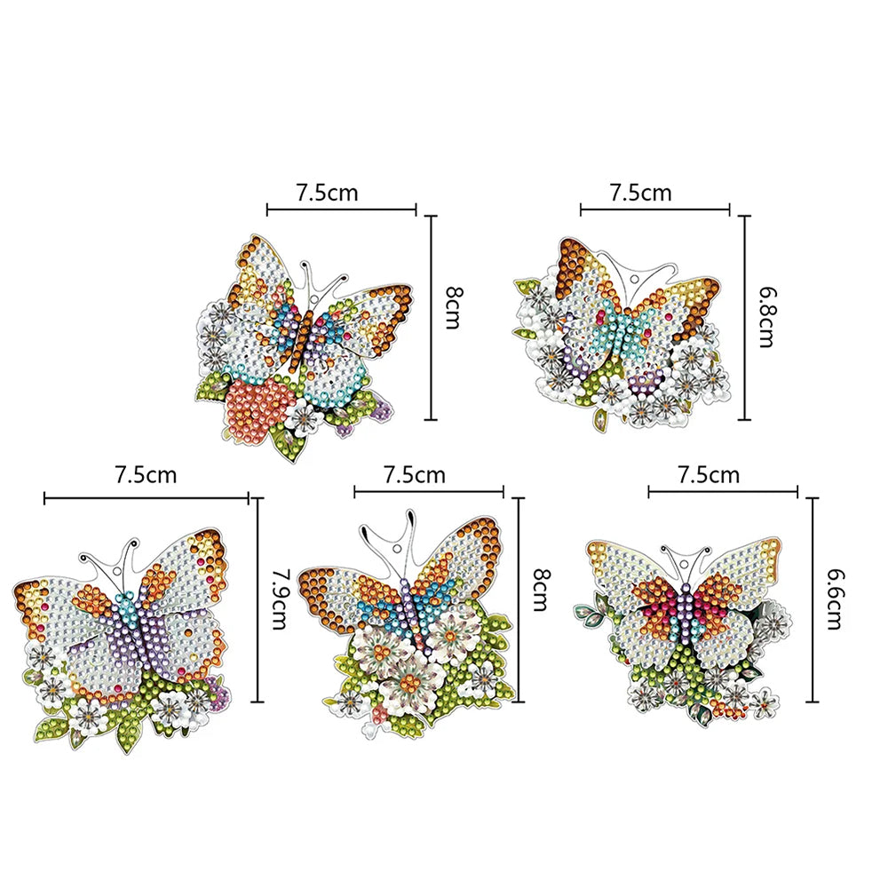 5 pcs DIY Diamond Painting Keychain  | Butterfly（single sided）