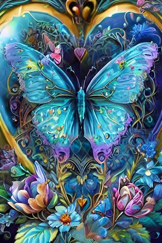 Luxury AB Velvet Diamond Painting Kit -  Heart butterfly