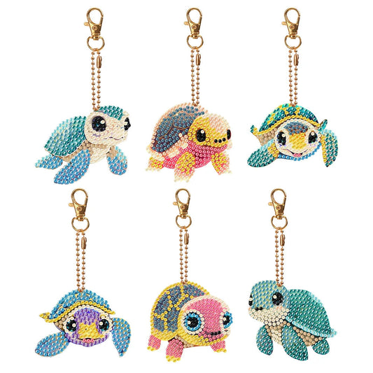 6pcs DIY Diamond Painting Keychains  |  little turtle （single sided）