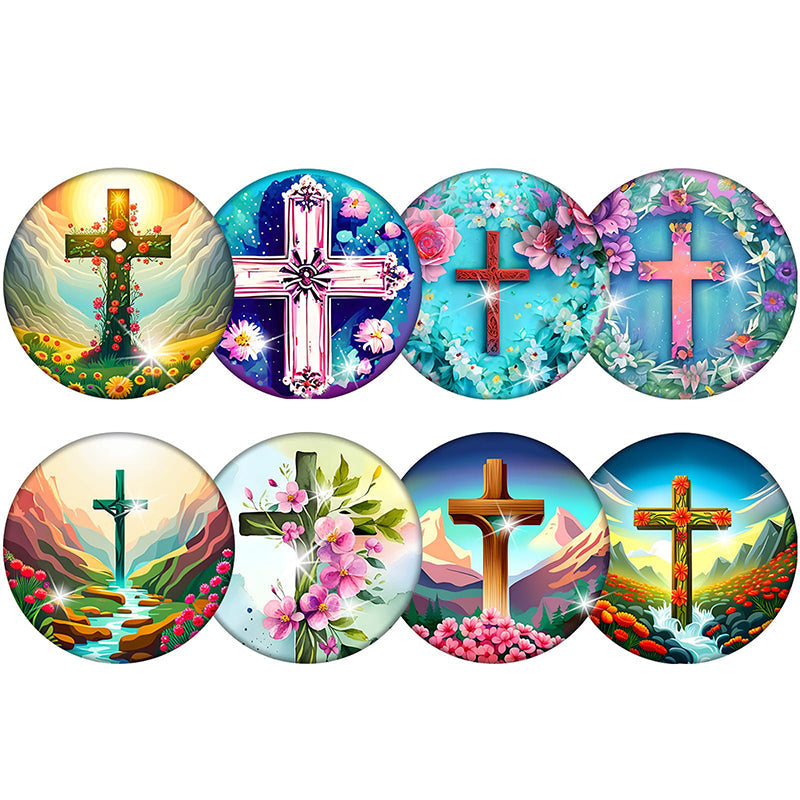 8 pcs set DIY Special Shaped Diamond Painting Coaster    | cross （no holder）